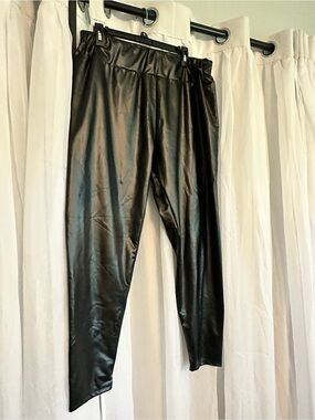 Black Faux Leather High-Waist Leggings